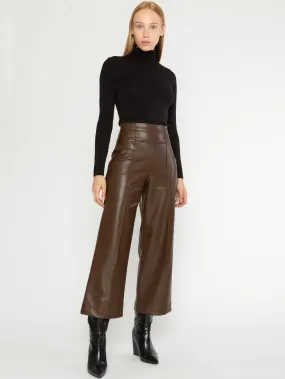 Chocolate Vegan Leather Straight Leg Pant: Cropped