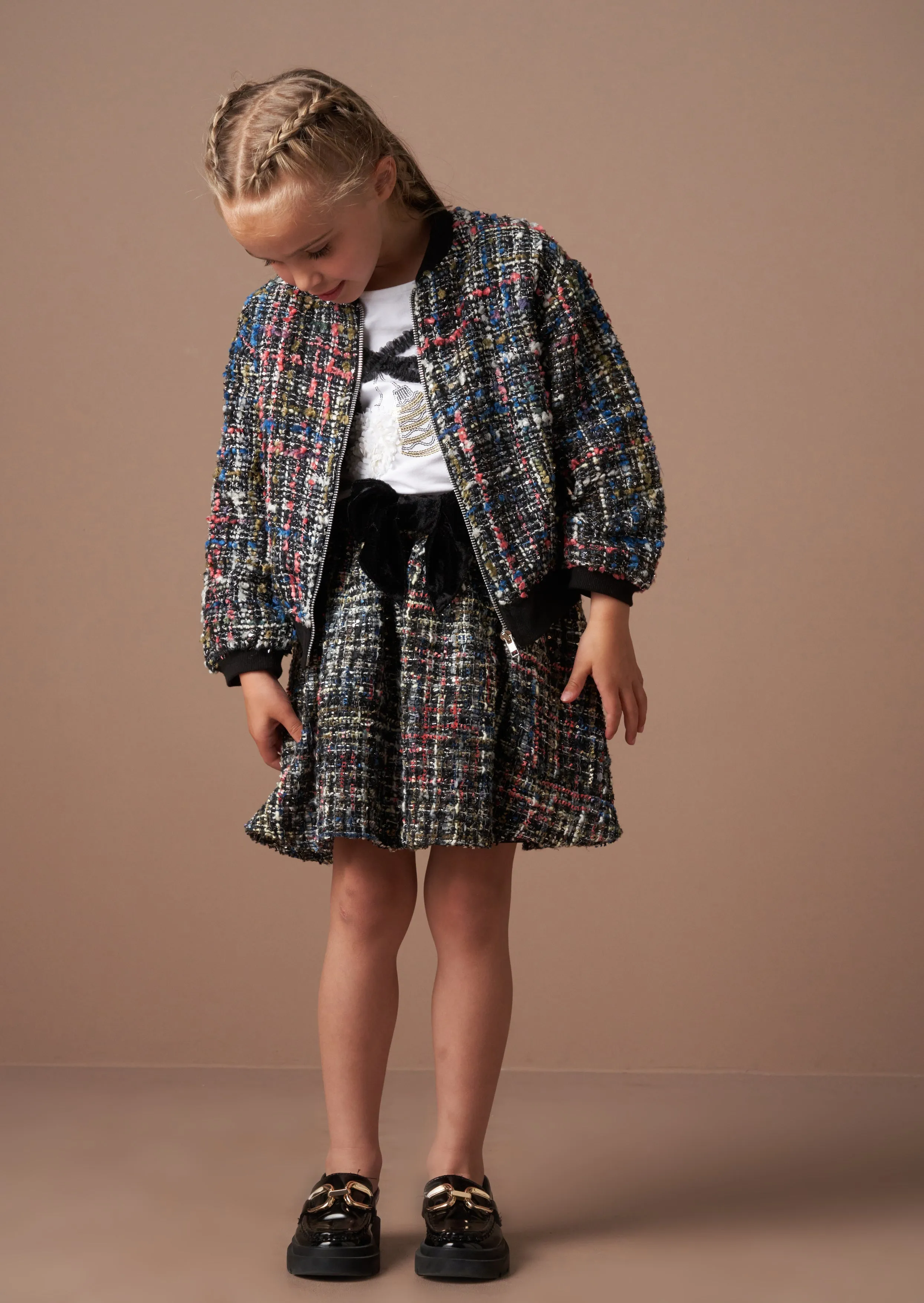 Dancia Black Tweed Bomber Jacket