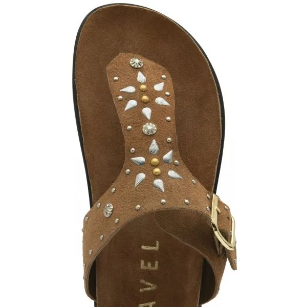 Denby Toe-Post Sandal in Tan Suede