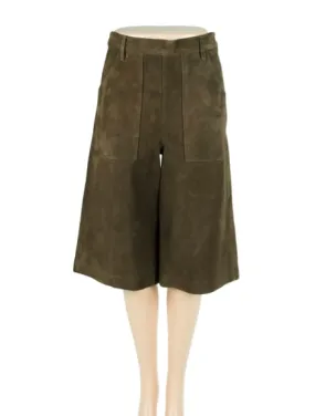 FRAME Suede High-Rise Culottes Pants