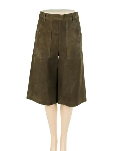 FRAME Suede High-Rise Culottes Pants