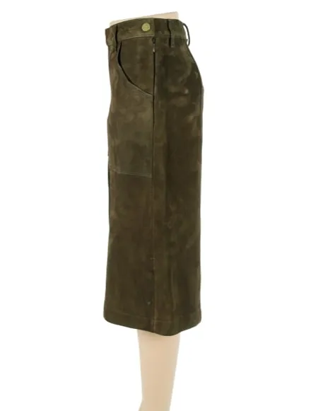 FRAME Suede High-Rise Culottes Pants