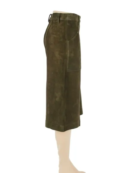 FRAME Suede High-Rise Culottes Pants