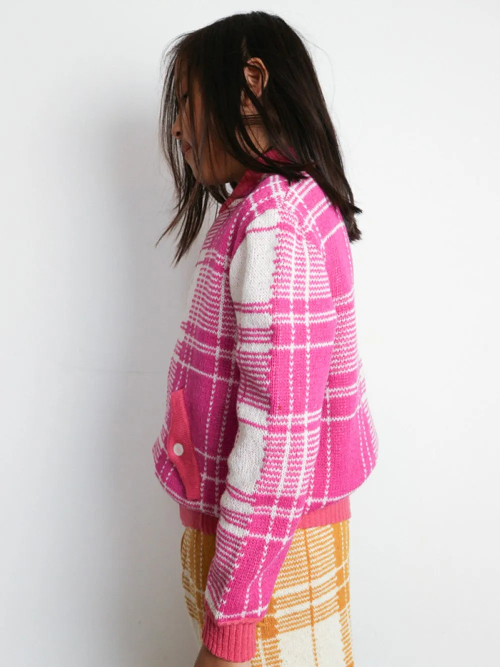 Fuscia Tartan Bomber Jacket