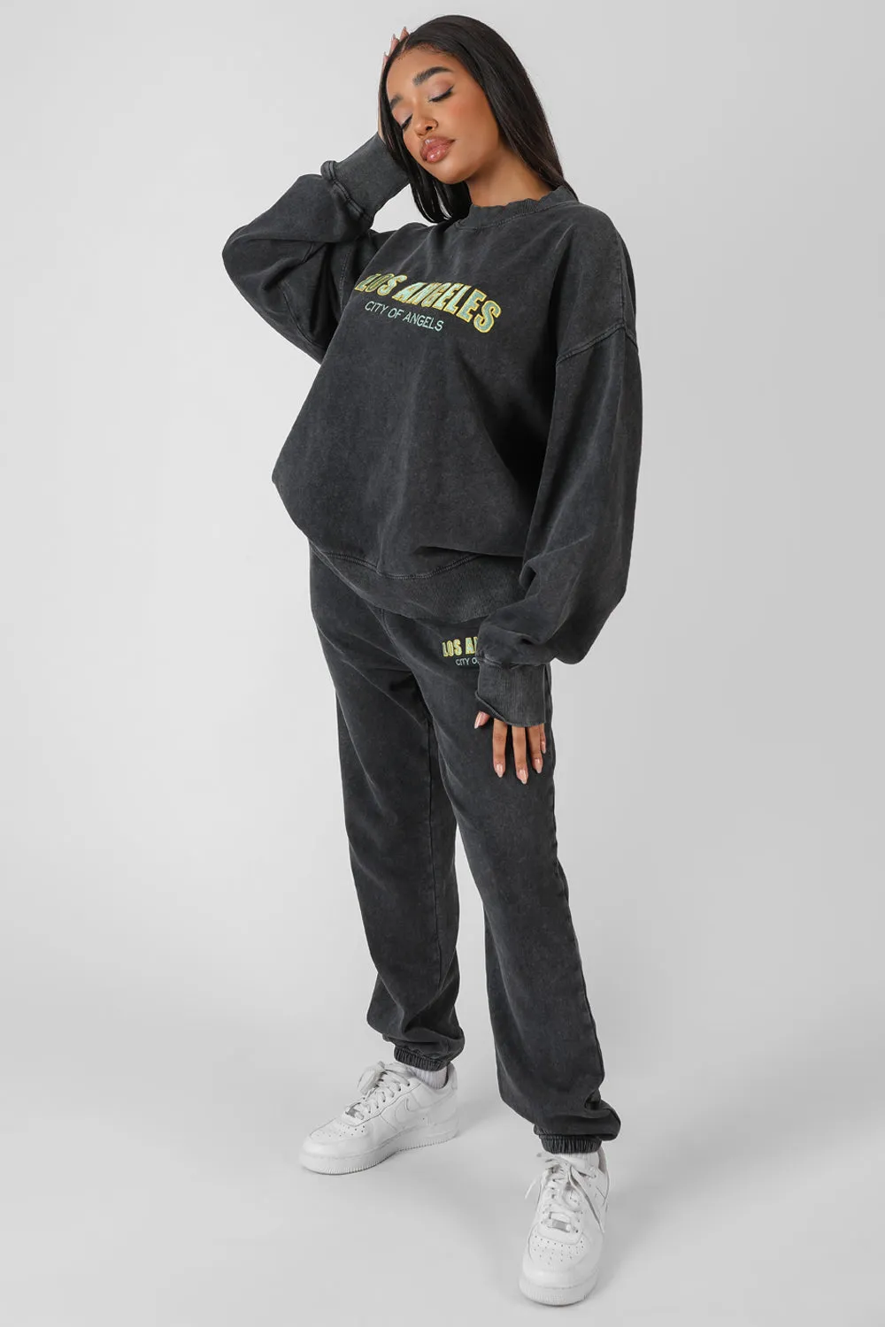 Los Angeles Acid Wash Joggers Grey