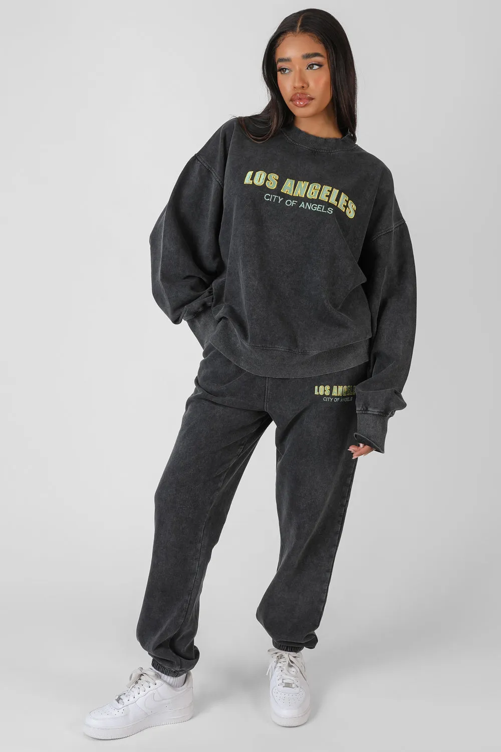 Los Angeles Acid Wash Joggers Grey