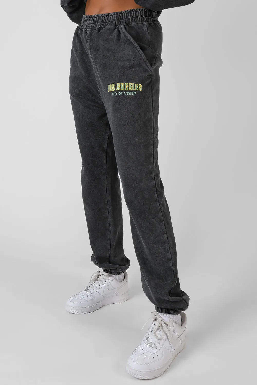 Los Angeles Acid Wash Joggers Grey