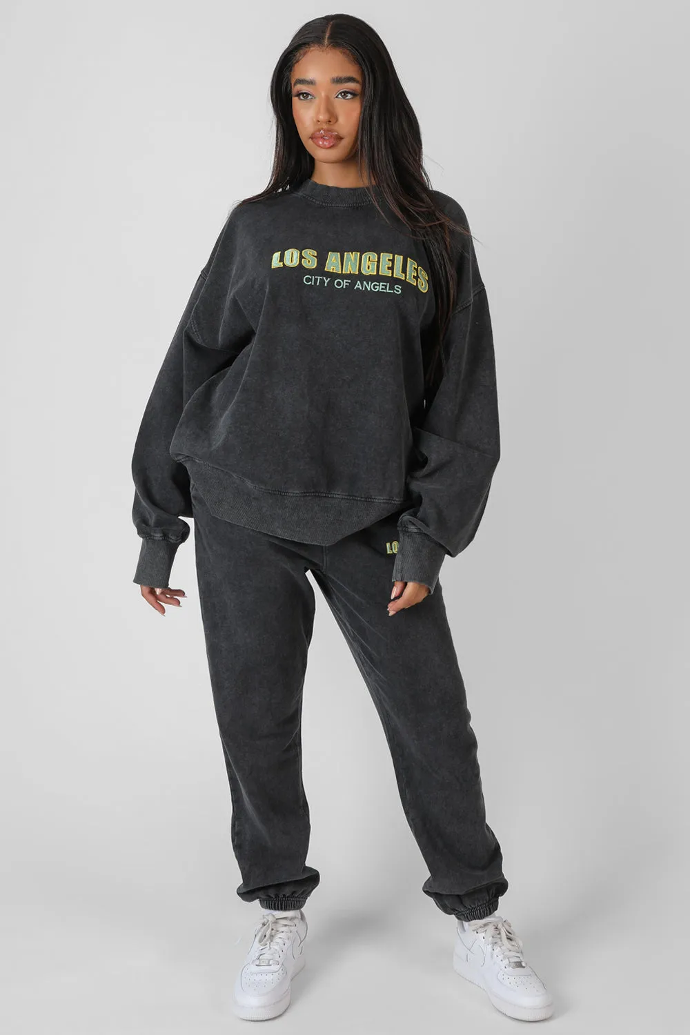 Los Angeles Acid Wash Joggers Grey