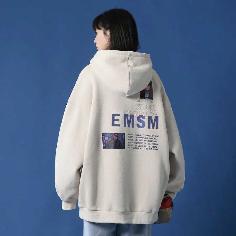 METAVERSMALL Autumn and winter Korean version of Harajuku loose hooded sweater female tide ins student bf wind slimming thickened velvet jacket