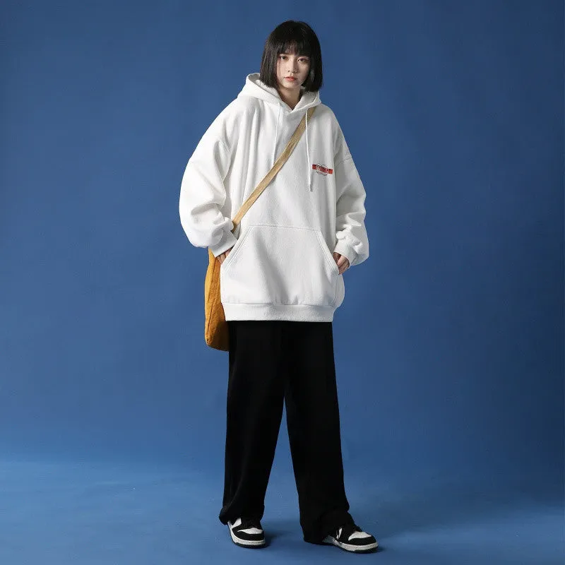 METAVERSMALL Autumn and winter Korean version of Harajuku loose hooded sweater female tide ins student bf wind slimming thickened velvet jacket