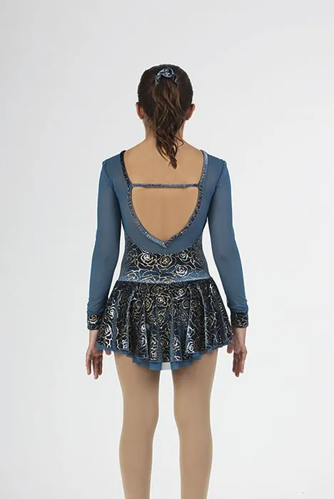 Mondor Figure Skating Dress Glitter Roses Sleeves 12938