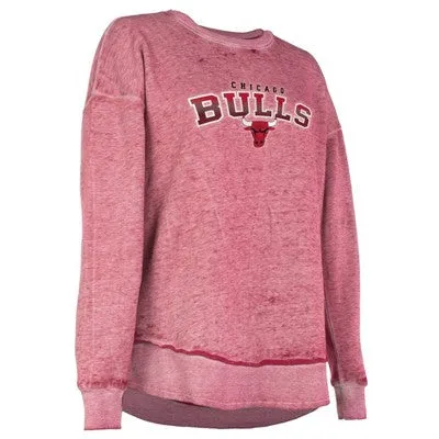 New - NBA Chicago Bulls Women's Ombre Arch Burnout Crew Neck Fleece Sweatshirt, M