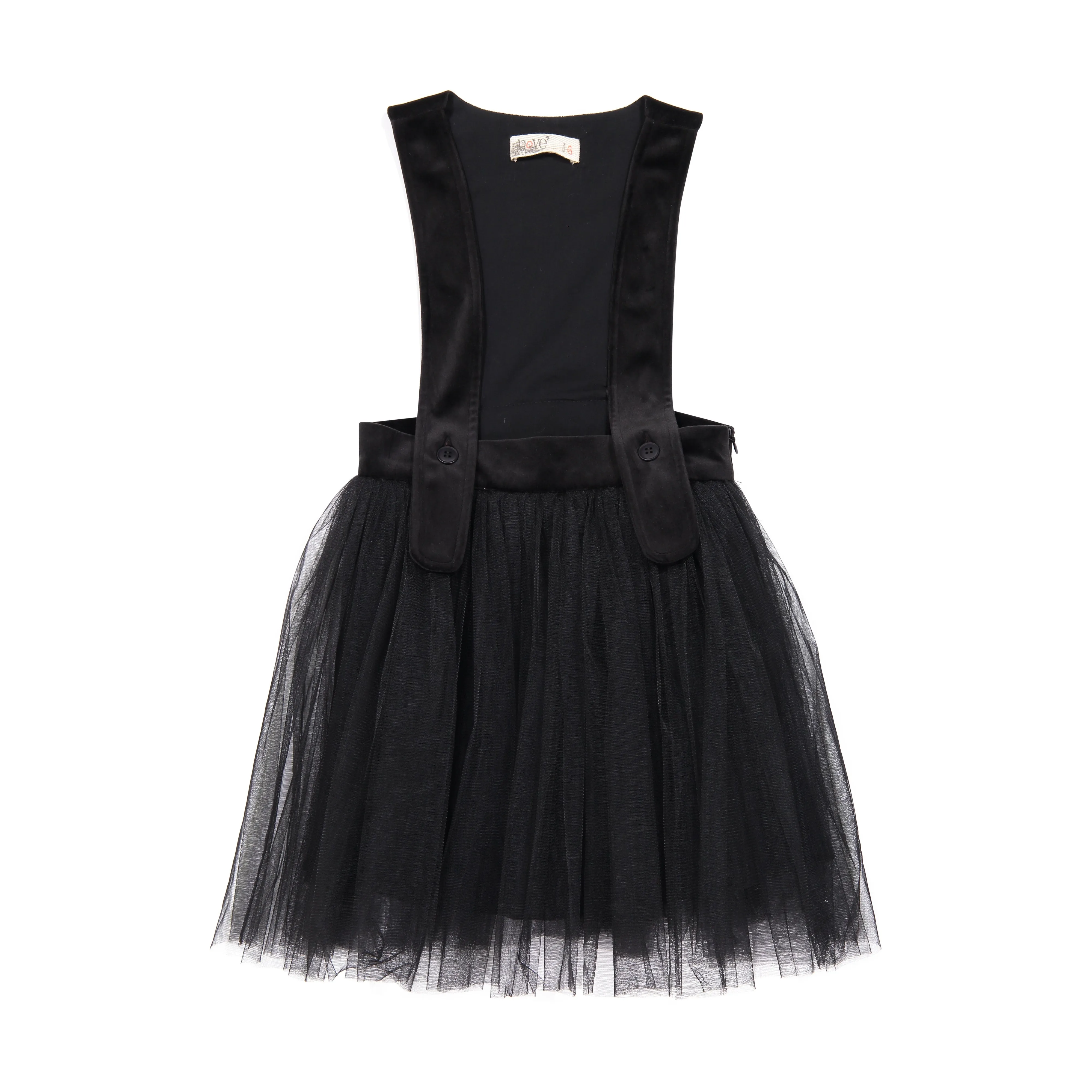 NOVE BLACK TULLE AND VELVET SUSPENDER SKIRT