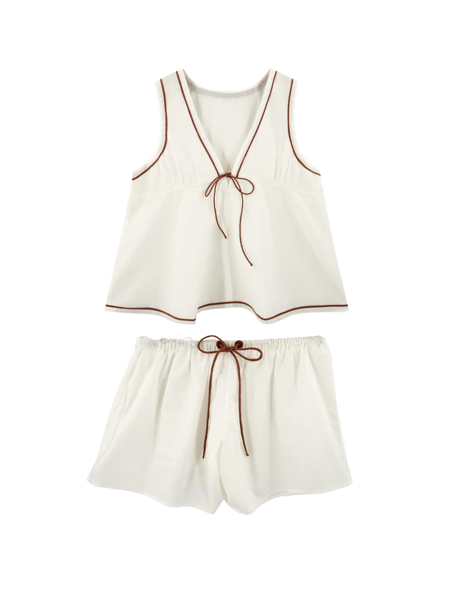 Pajama Tap Short & Camisole Set in White