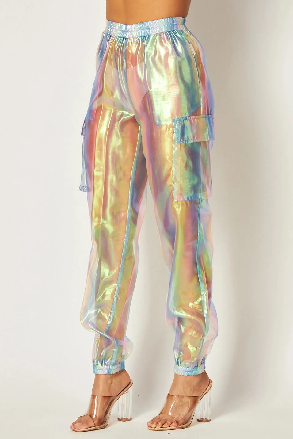 Paula Iridescent Sheer Jogger Pants