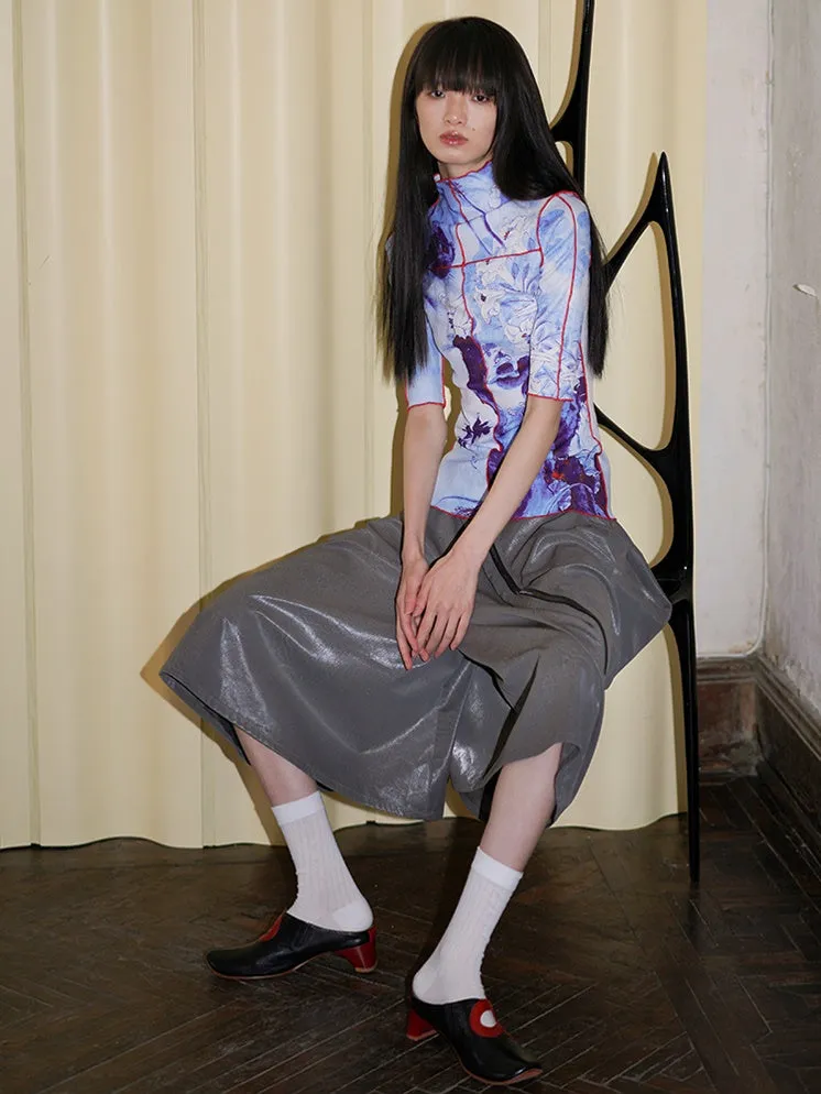 Pu Leather Asymmetrical Wide-leg Culottes