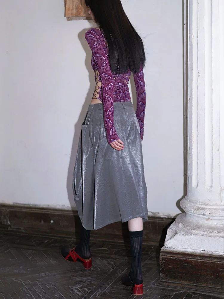Pu Leather Asymmetrical Wide-leg Culottes