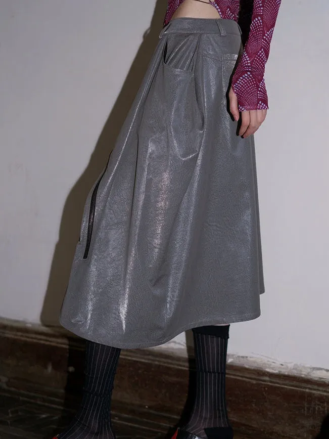 Pu Leather Asymmetrical Wide-leg Culottes