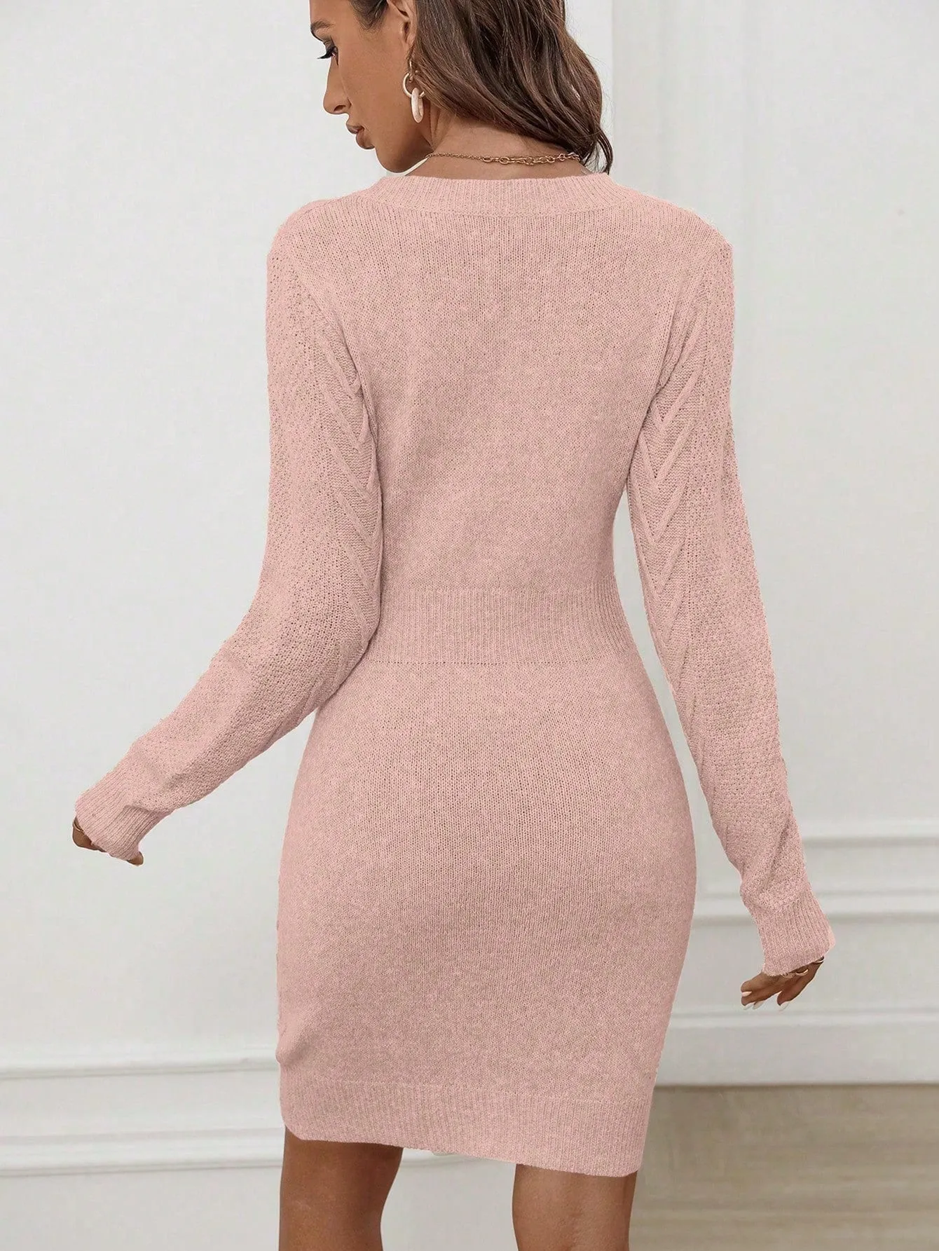 Round Neck Bodycon Sweater Dress