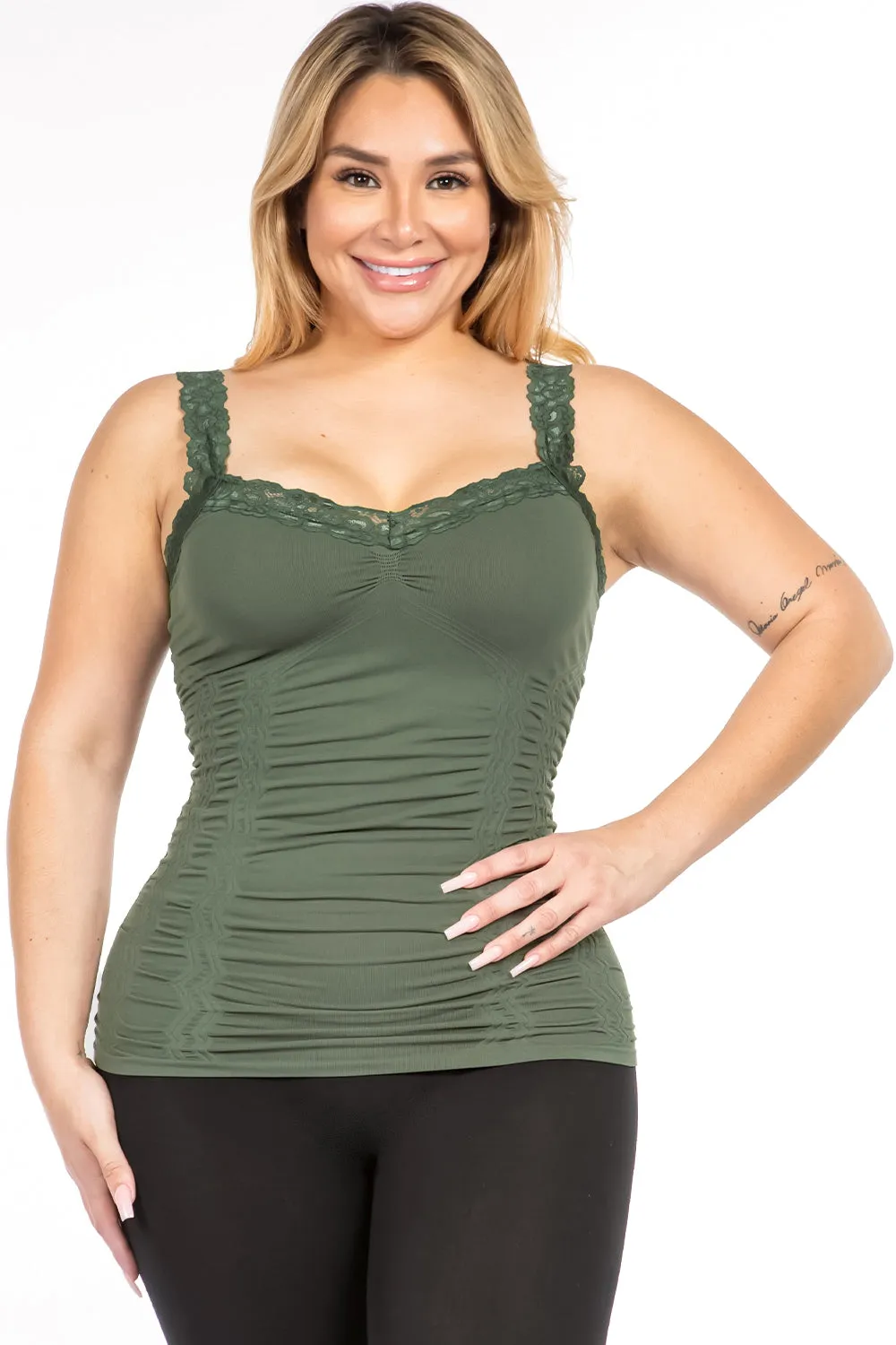Seamless Corset Camisole with Lace (Plus Size)