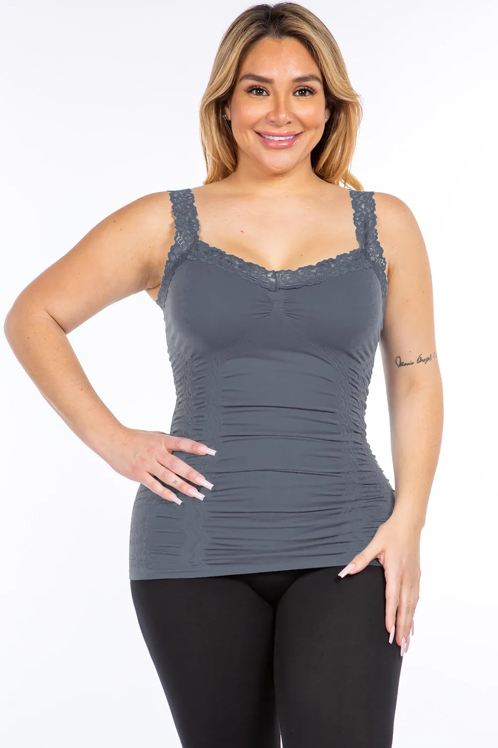 Seamless Corset Camisole with Lace (Plus Size)