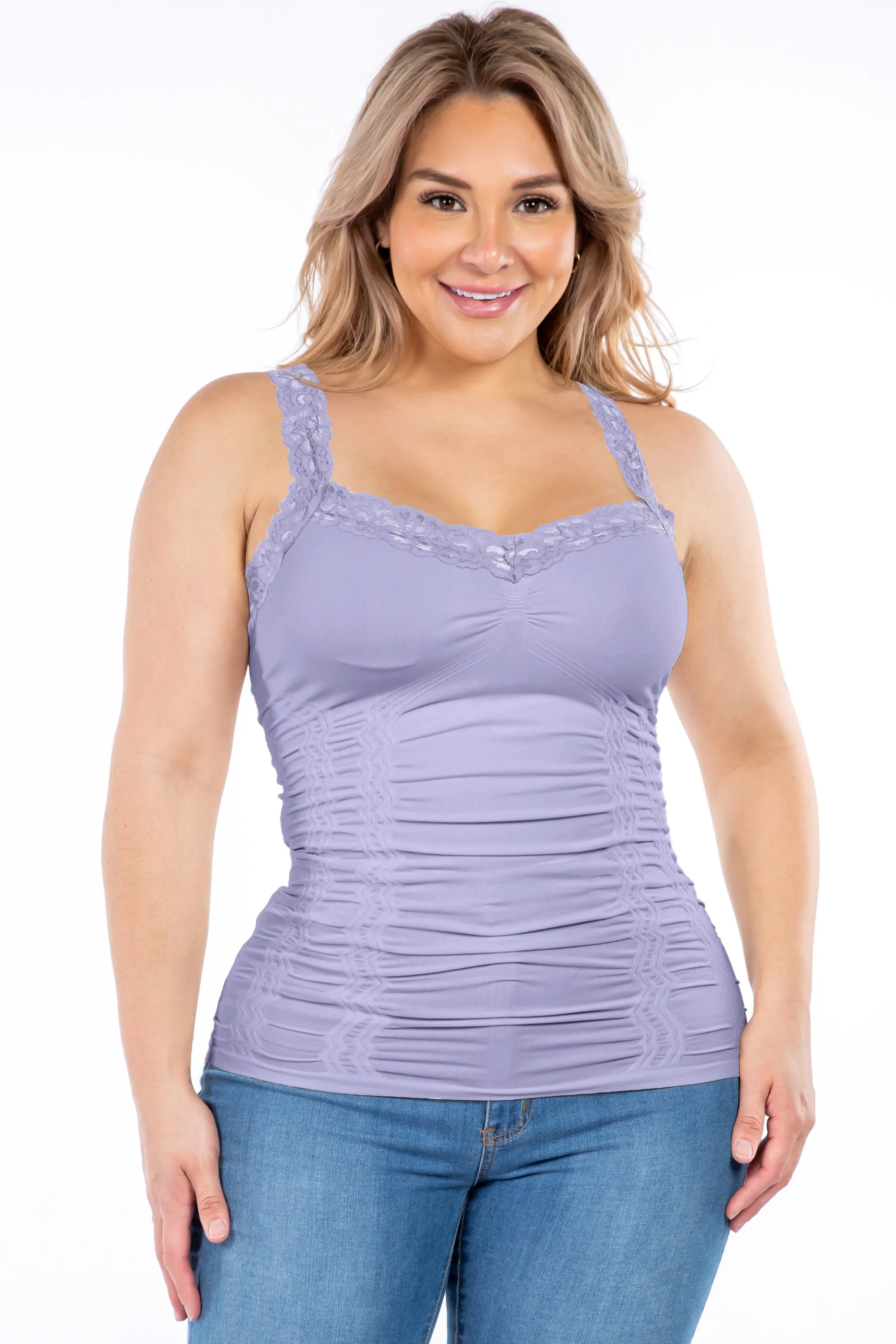 Seamless Corset Camisole with Lace (Plus Size)