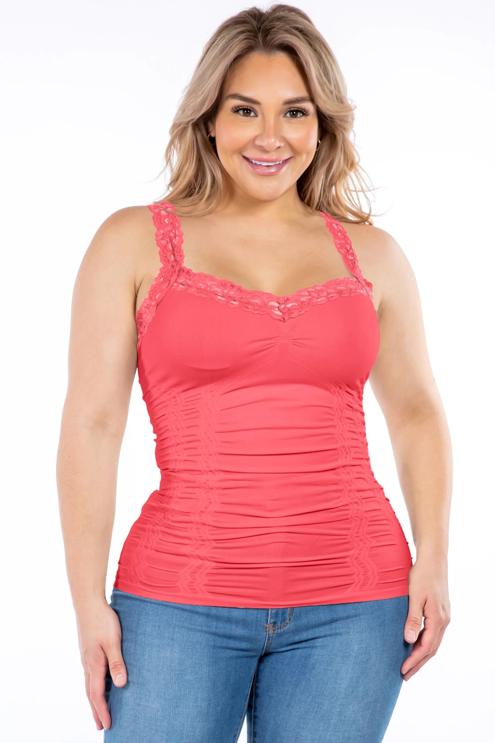 Seamless Corset Camisole with Lace (Plus Size)