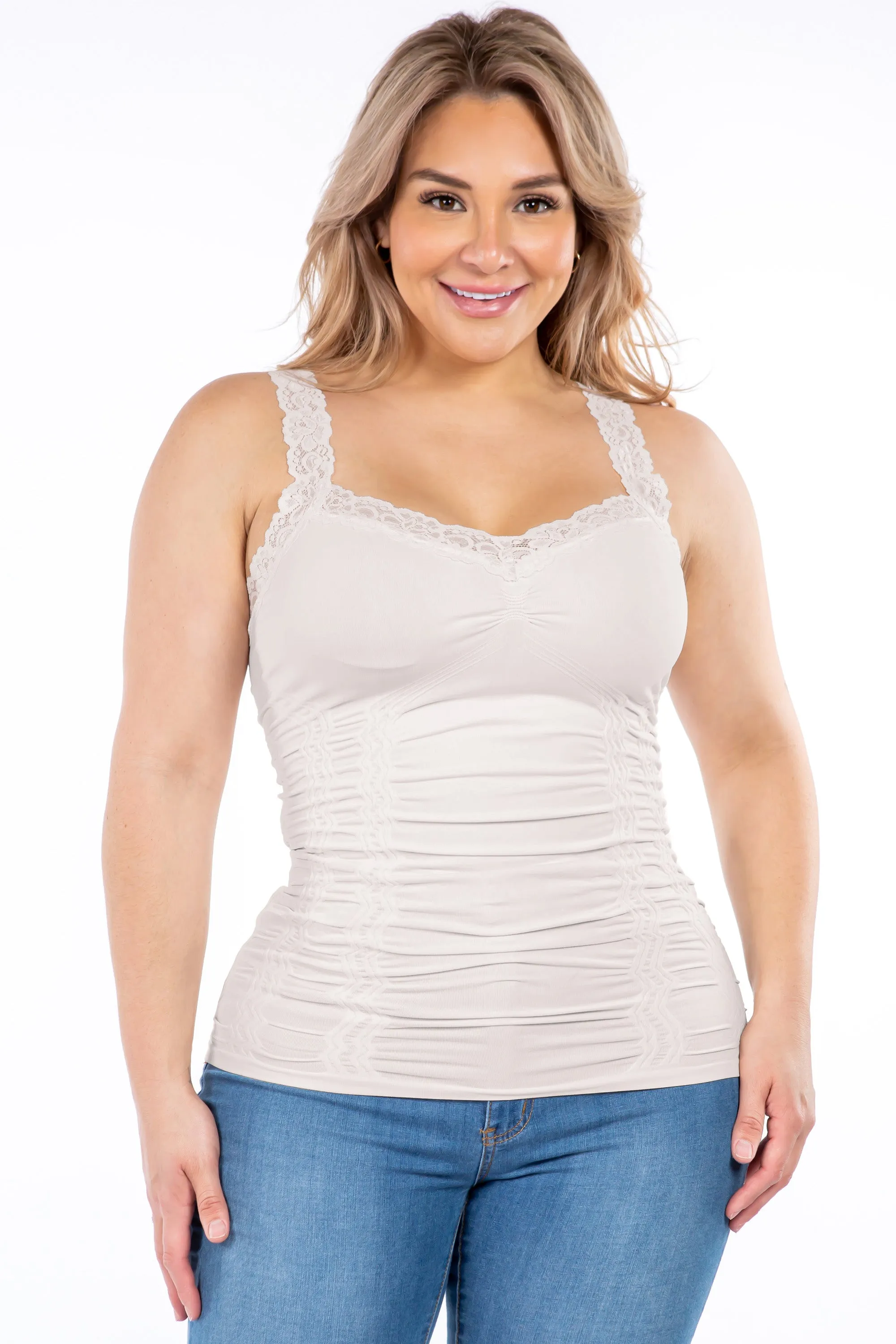 Seamless Corset Camisole with Lace (Plus Size)