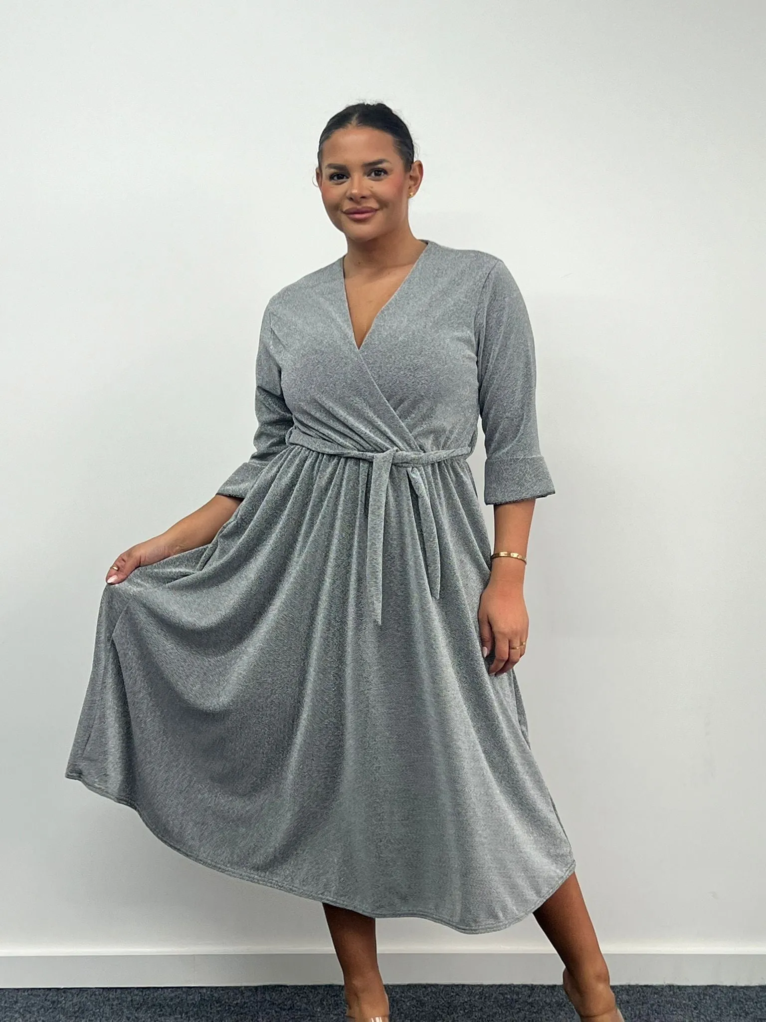 Silver Sparkly Roxy Midaxi Dress