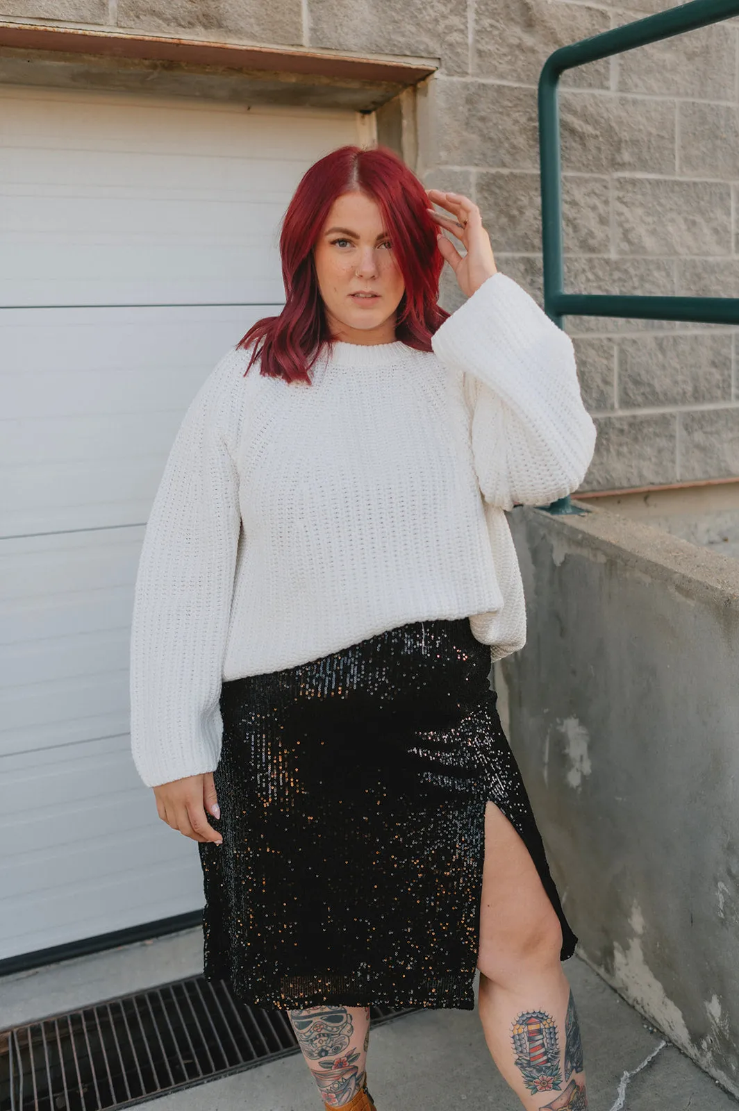 The Onyx Sequin Skirt - PLUS