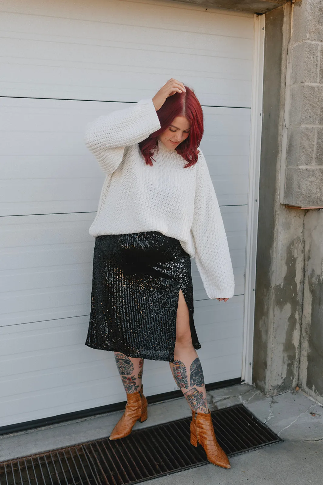 The Onyx Sequin Skirt - PLUS