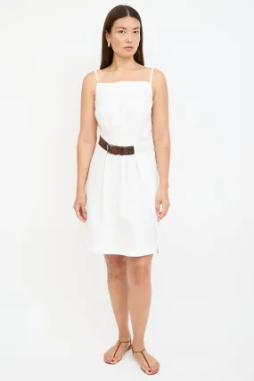 White Cotton Belted Wrap Dress