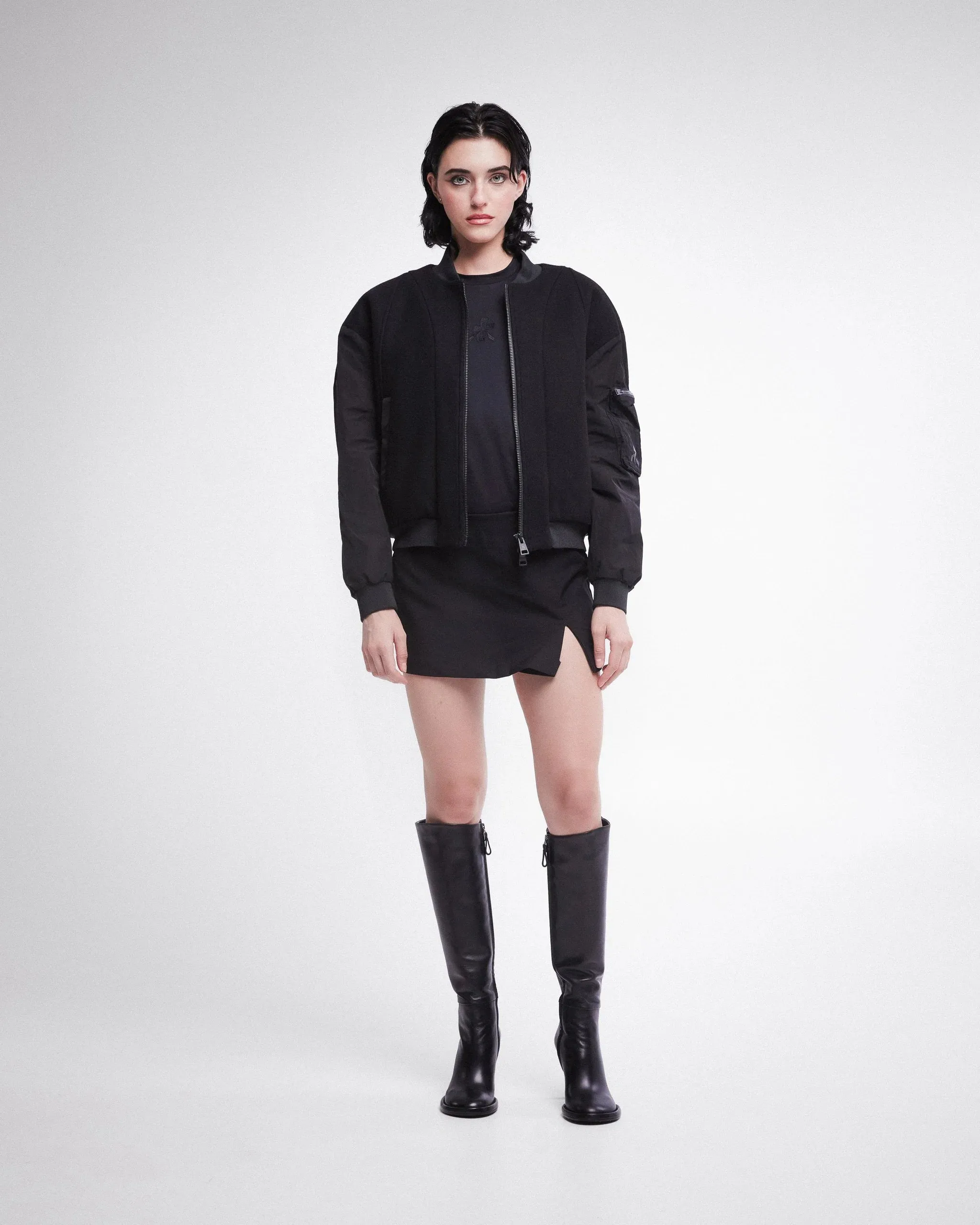 Wool and Nylon Blouson Black PR421100