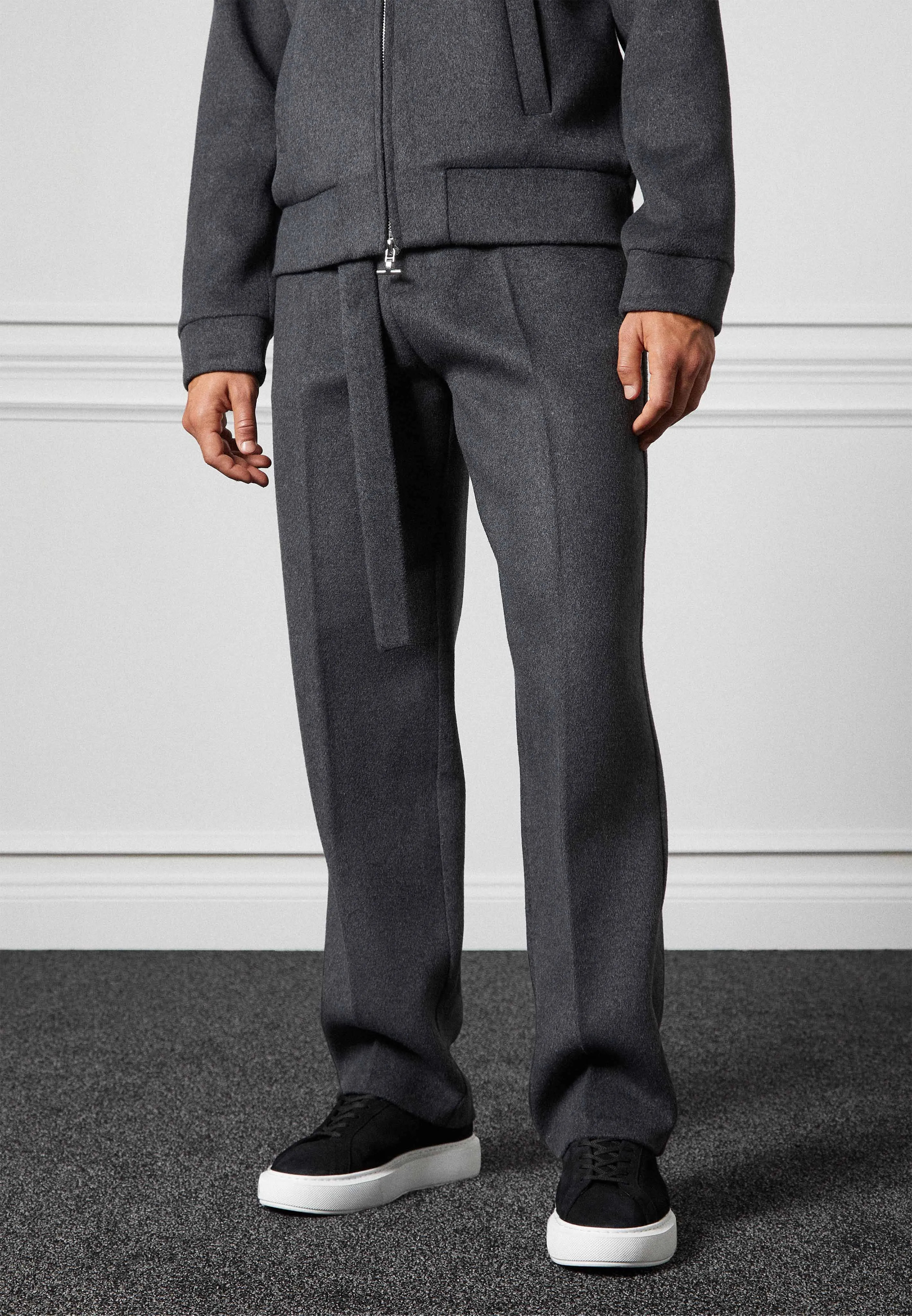 Wool Blend Marl Bomber Jacket - Charcoal Grey
