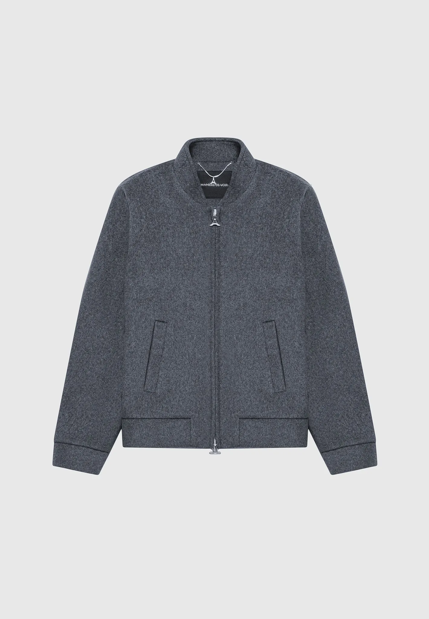 Wool Blend Marl Bomber Jacket - Charcoal Grey