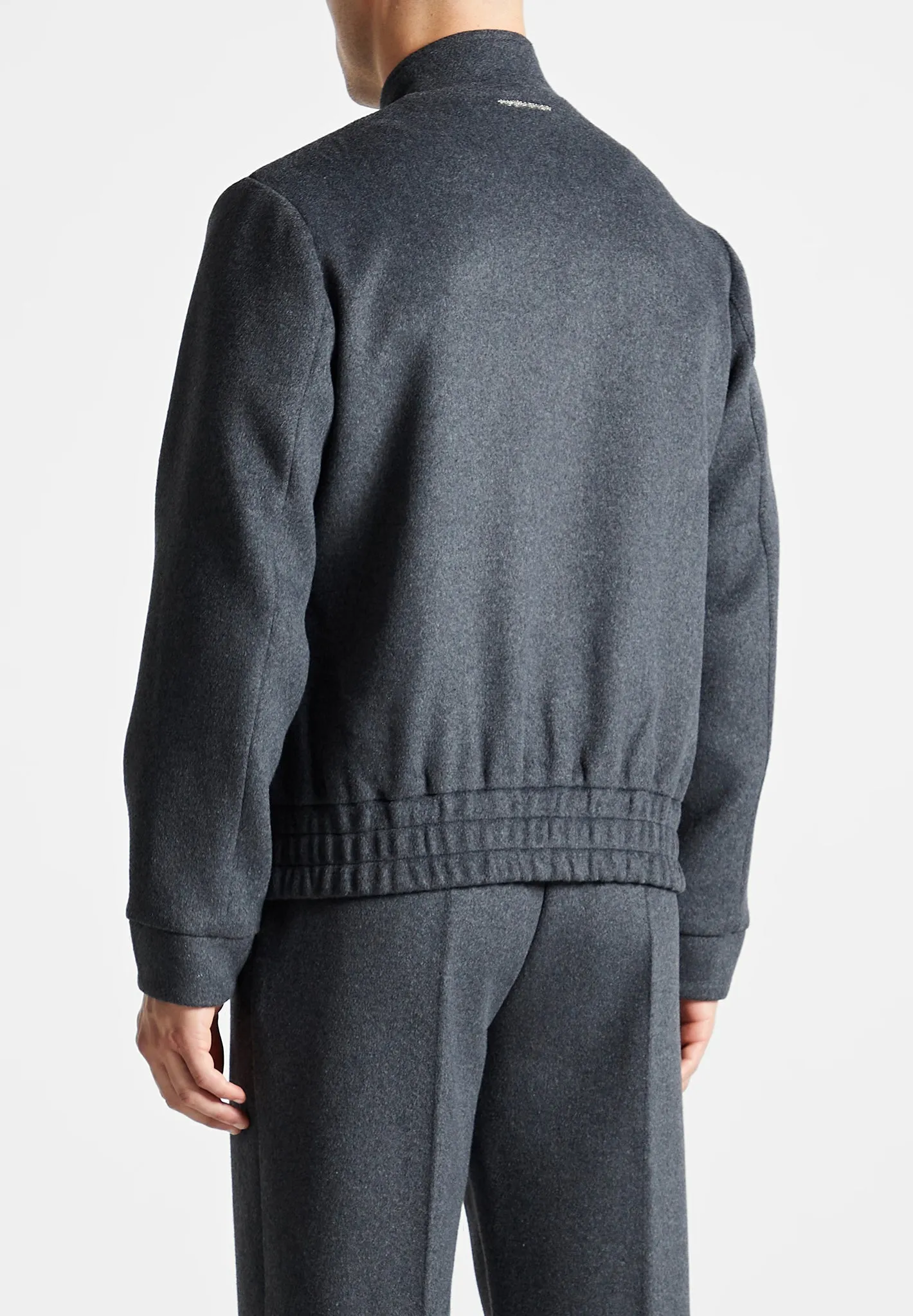Wool Blend Marl Bomber Jacket - Charcoal Grey
