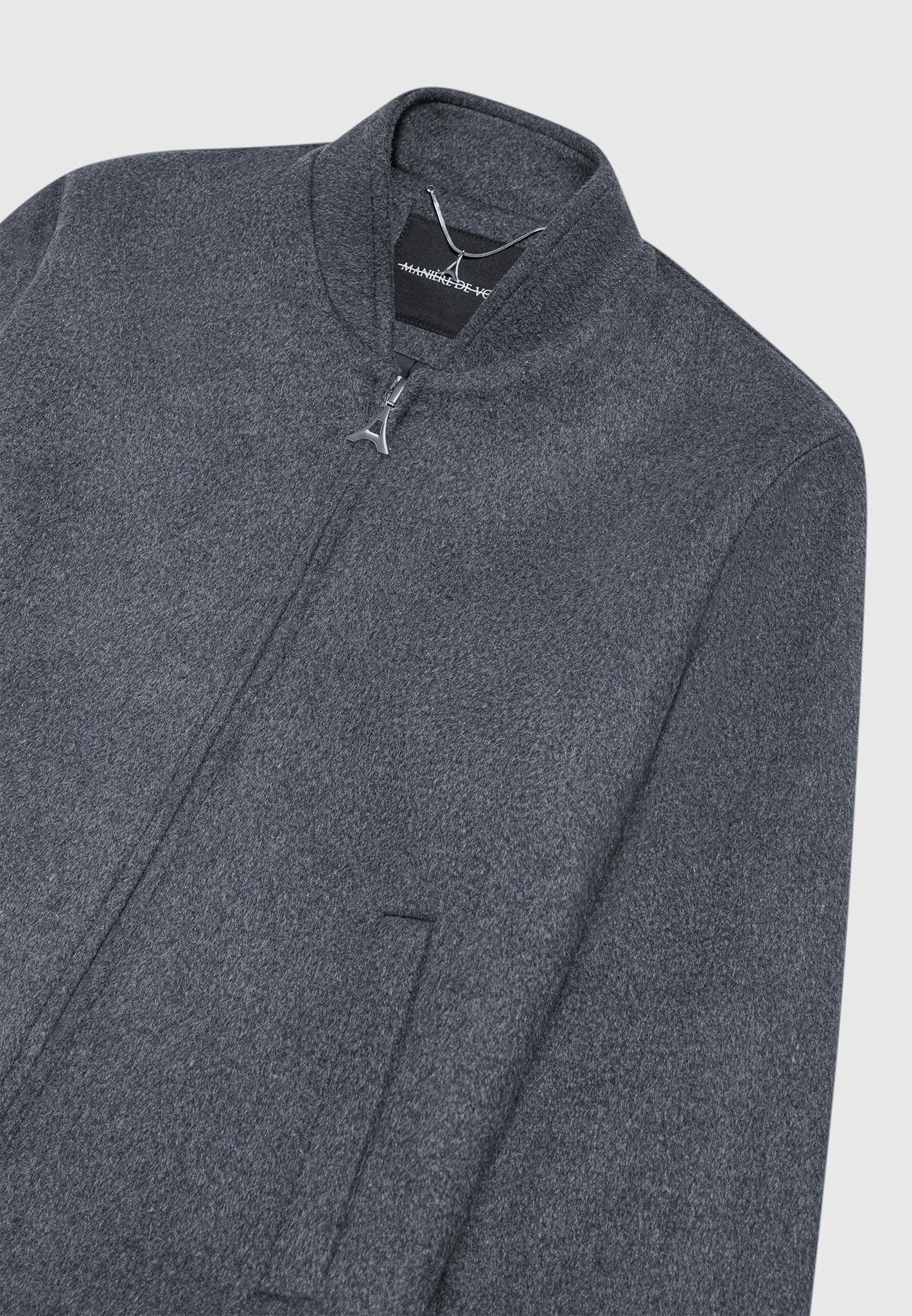 Wool Blend Marl Bomber Jacket - Charcoal Grey